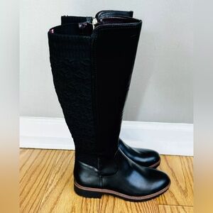 Tommy Hilfiger Famian Black Leather Knee High Tall Riding Boots Womens 7.5 M